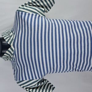 Vintage Red Camel Women's LG green & blue casual striped hooded t-shirt